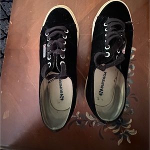 Superga Black Velvet tennis shoe sz 9/40